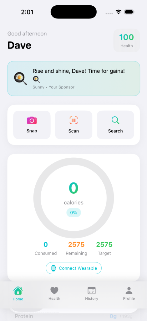NutriLogger App Dashboard